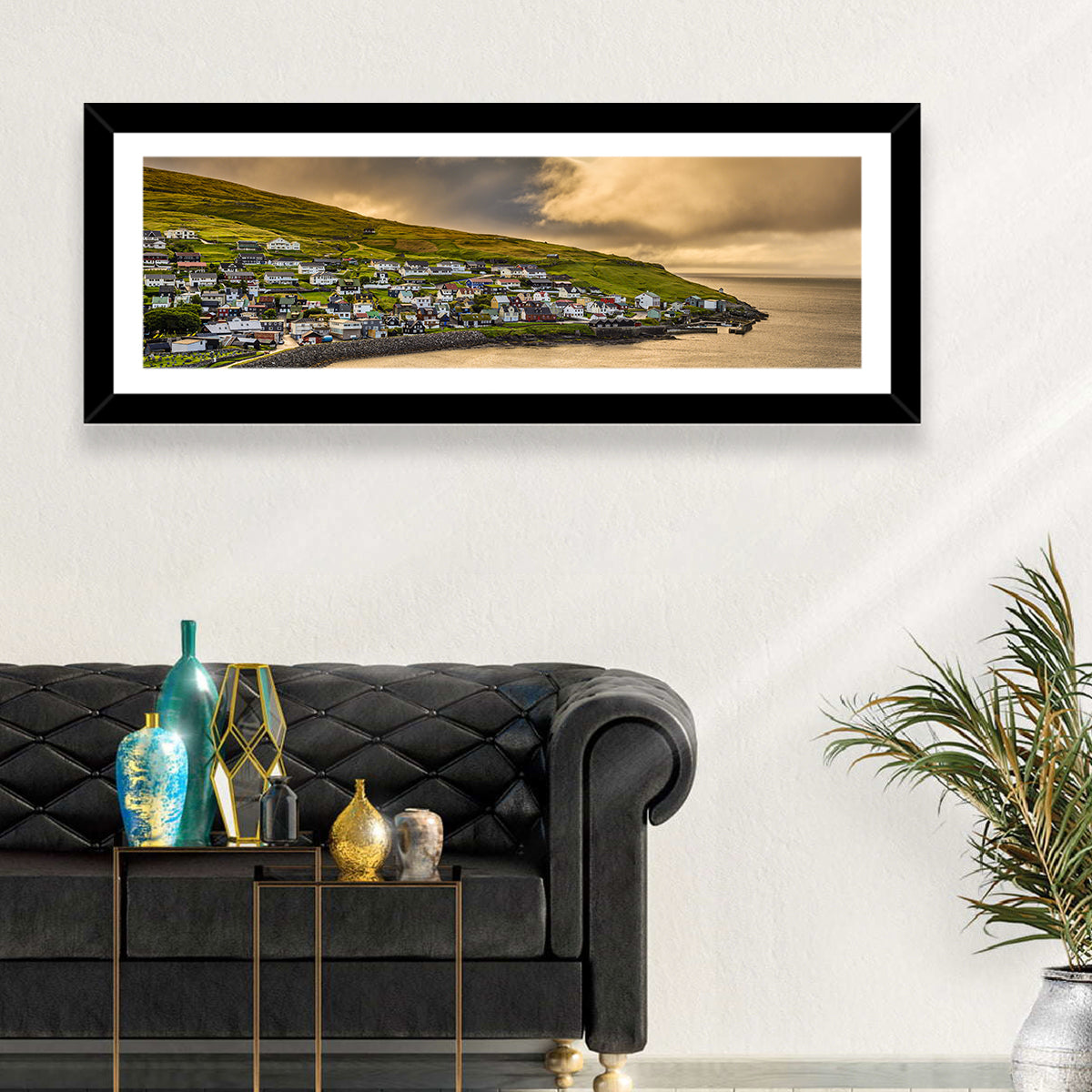 Coastal Village at Golden Hour Wall Art