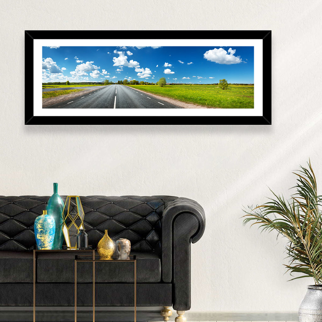 Asphalt Road Through Meadow Wall Art
