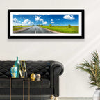 Asphalt Road Through Meadow Wall Art
