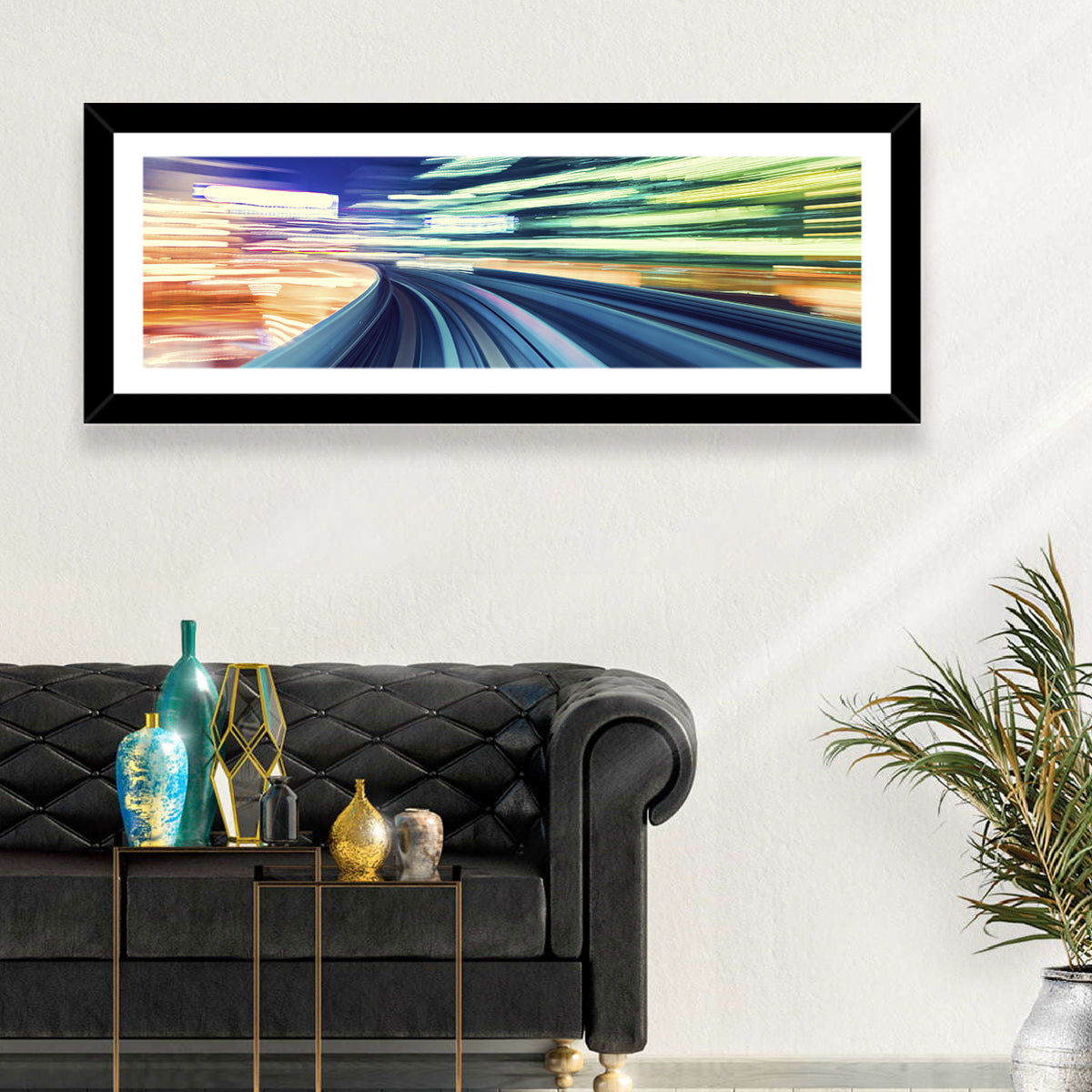 Curved Monorail Light Trails Wall Art