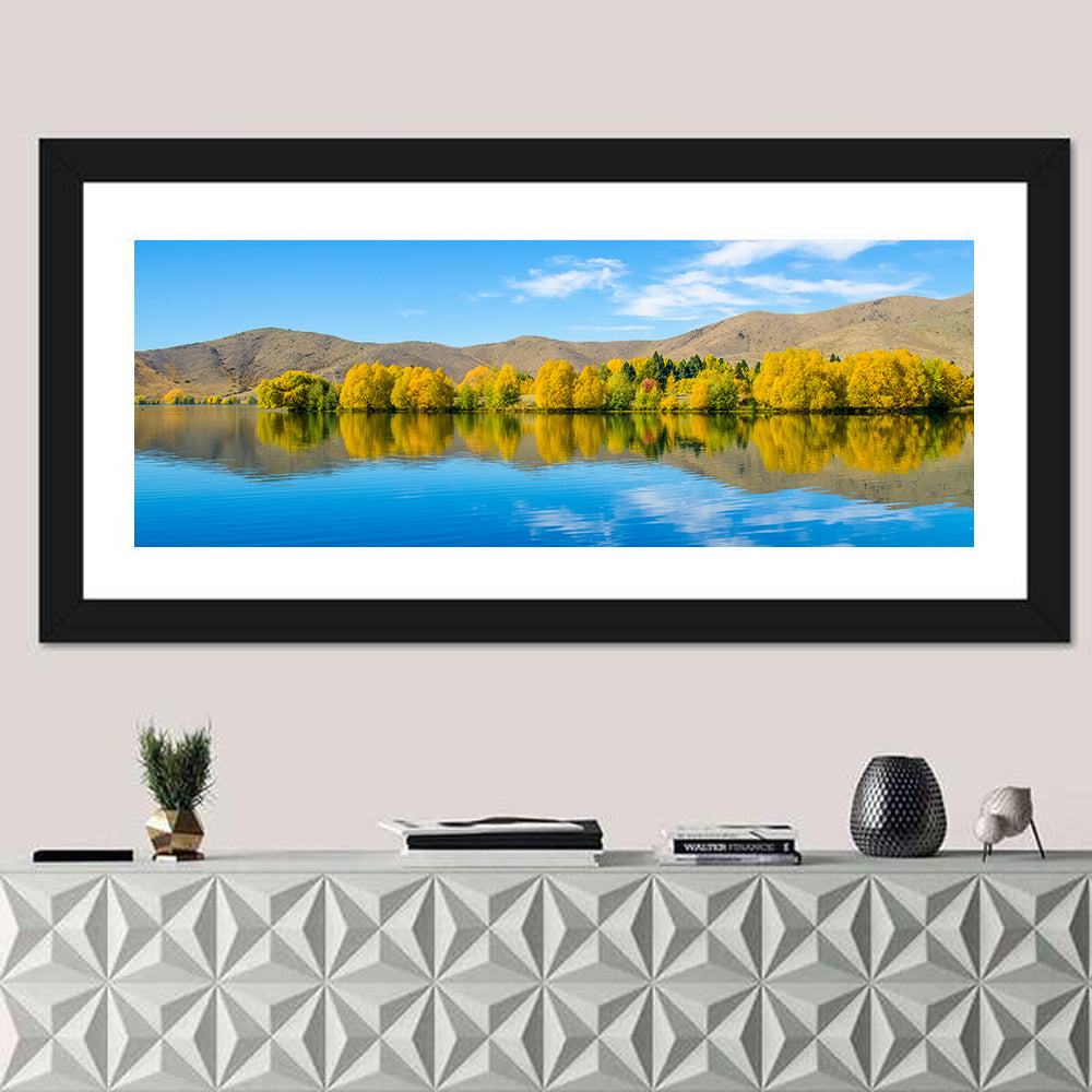 Lake Ruataniwha Wall Art in a room, panoramic