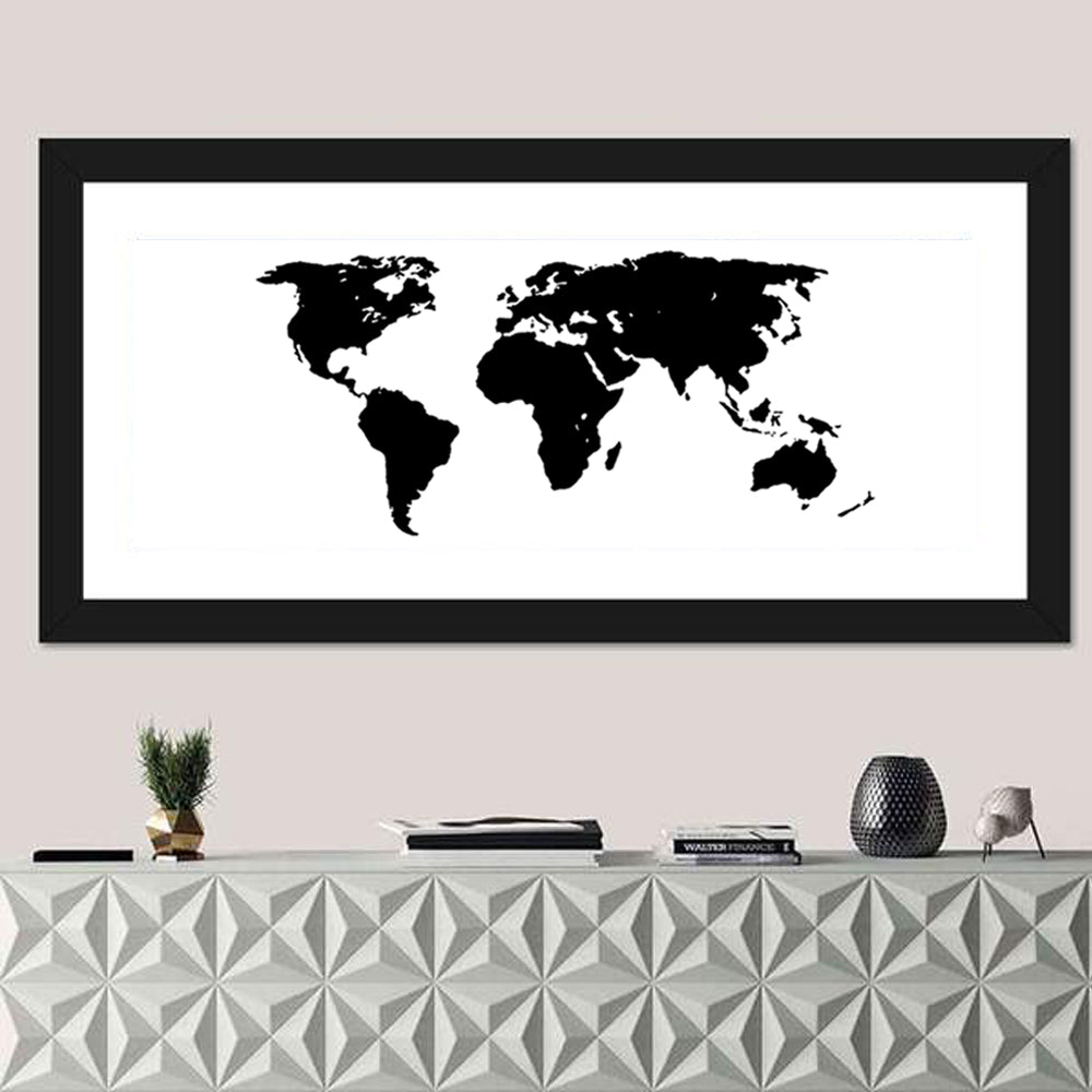 Black World Map Wall Art