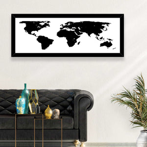 Black World Map Wall Art