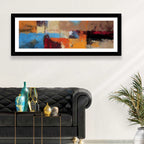 Patchwork Leaves in Blue and Orange Wall Art
