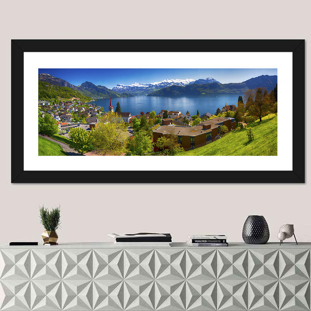 Lake Lucerne, Weggis Wall Art in a room, panoramic