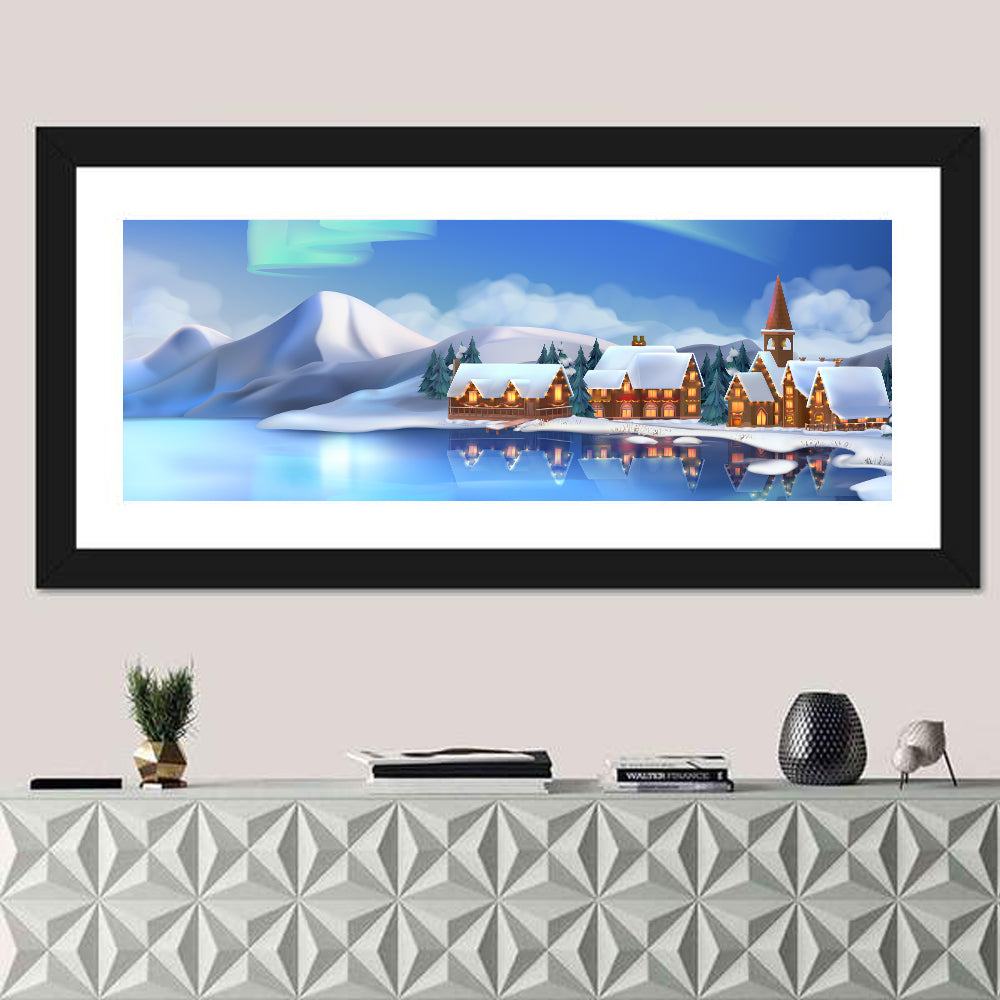Northern Lights Winter Village Wall Art