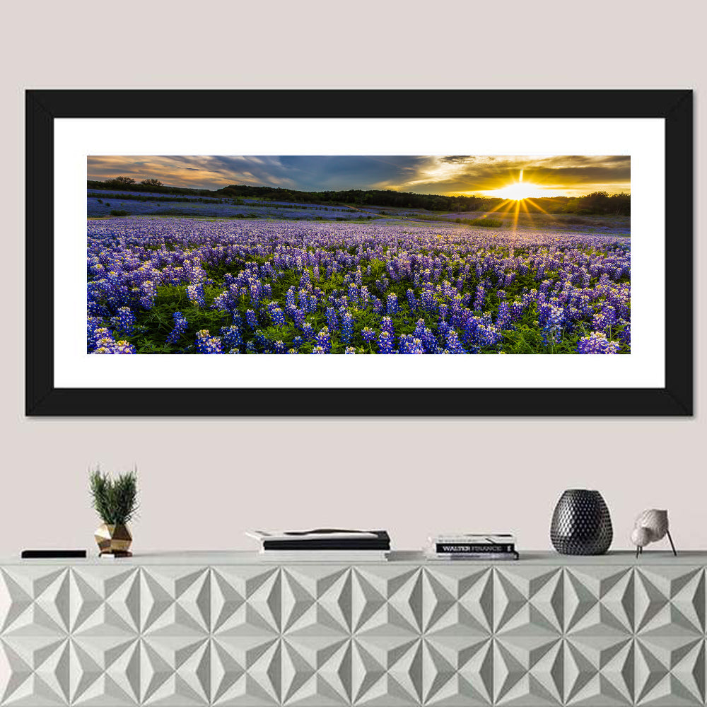 Texas Bluebonnet Field at Sunset Wall Art
