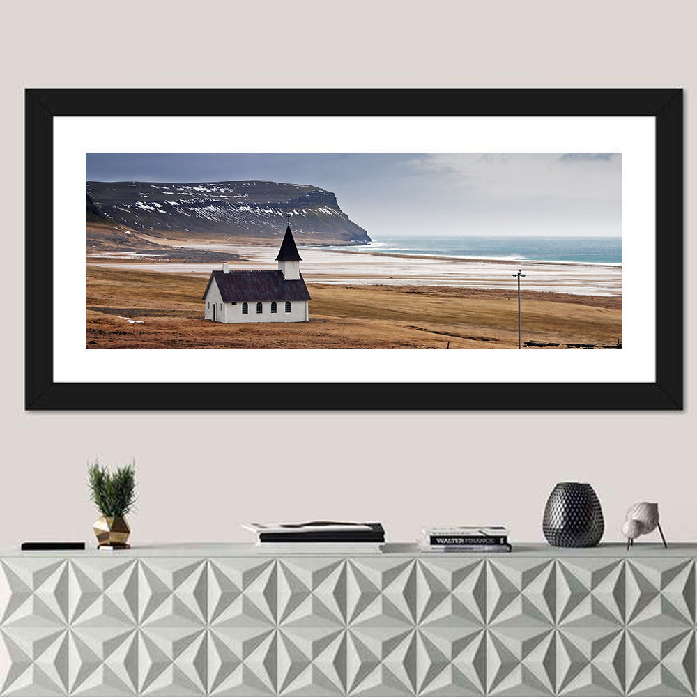 Icelandic Church with Dark Steeple Wall Art