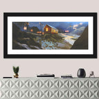 Wooden Cabin in Snowy Mountains Wall Art