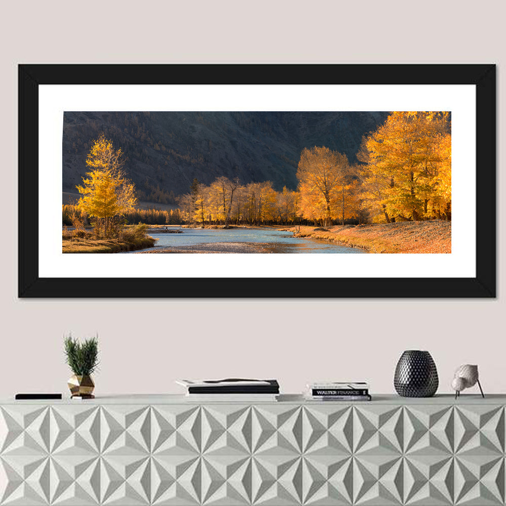 Autumn River Through Golden Forest Wall Art