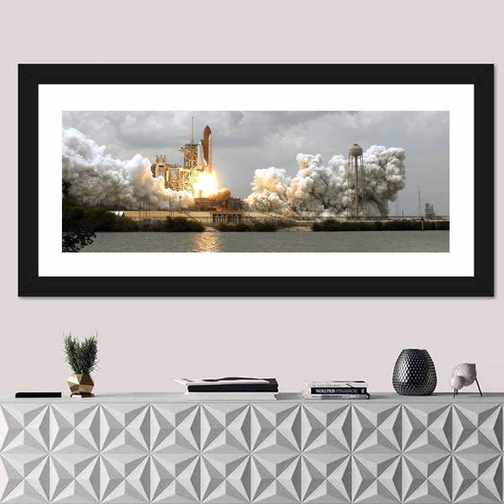 Space Shuttle Launch Over Water Wall Art