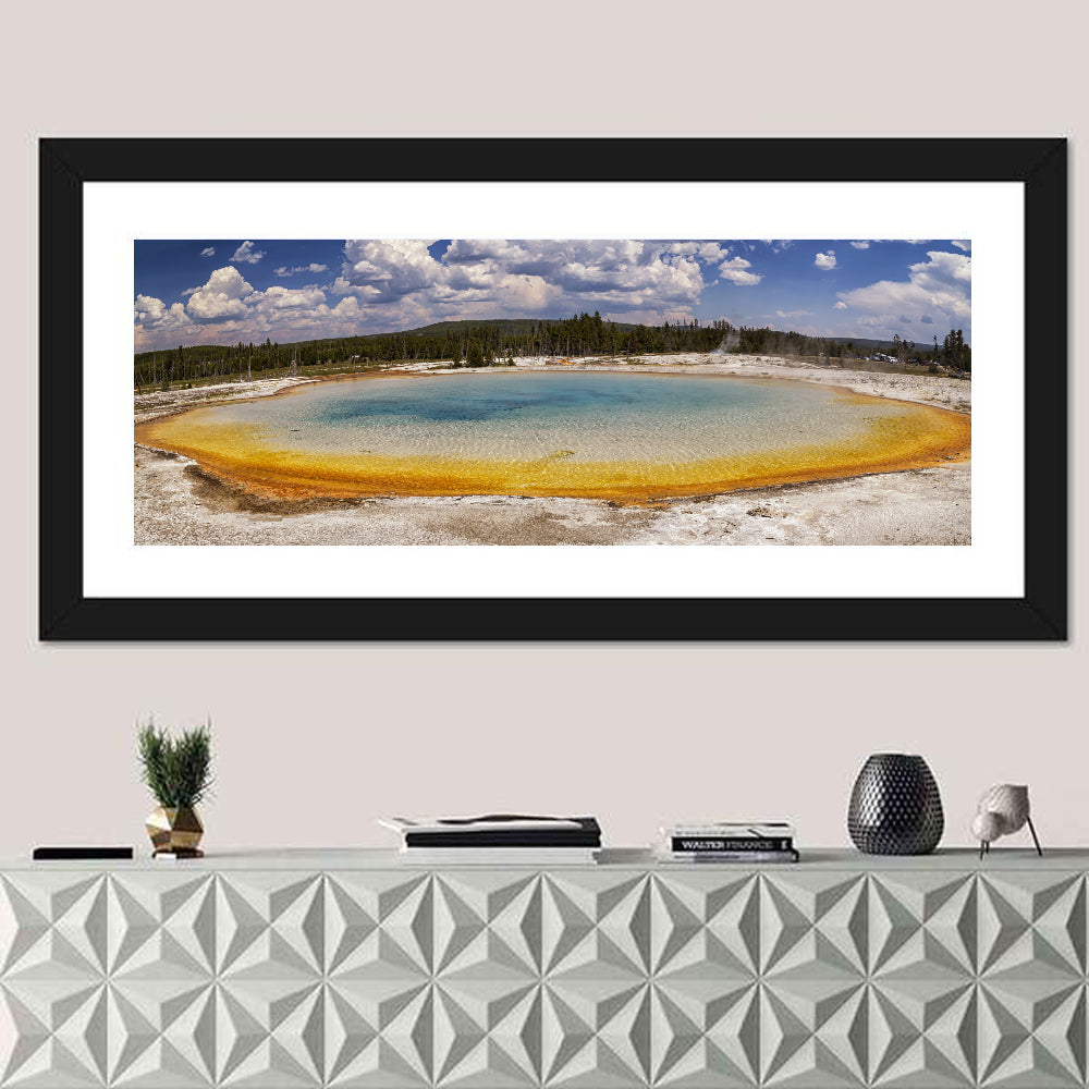 Black Sand Basin, Yellowstone Wall Art in a room, panoramic
