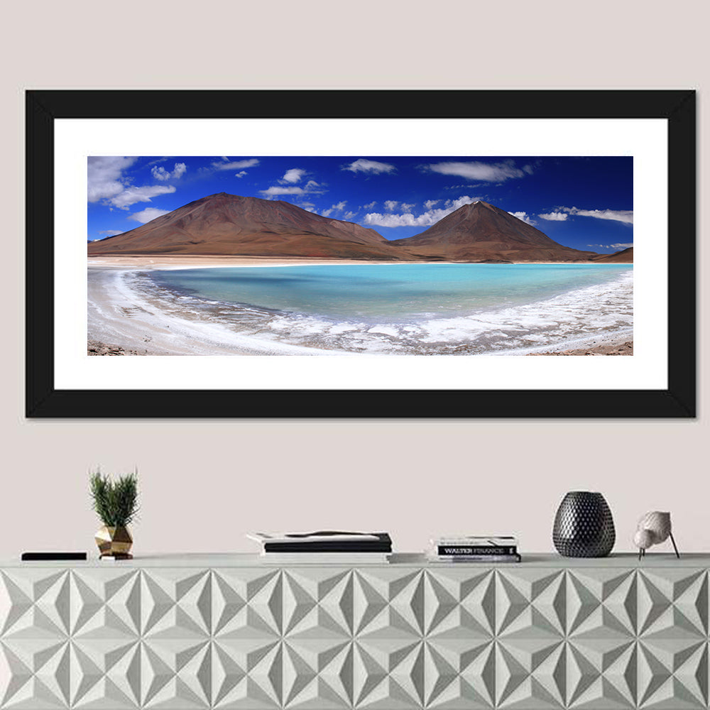 Laguna Verde Turquoise Lake and Licancabur Wall Art in a room, panoramic