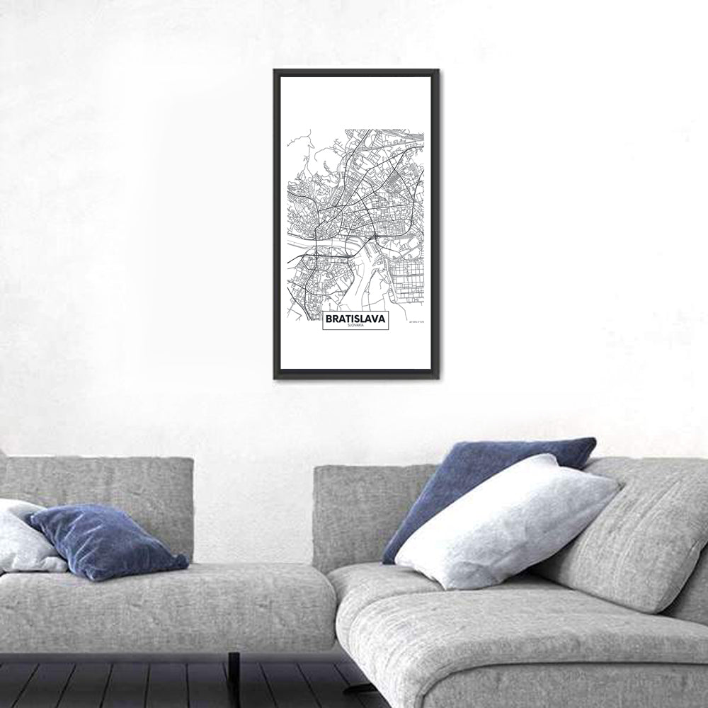 Bratislava City Map Wall Art