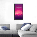 Shanghai Neon Sunset Skyline Wall Art