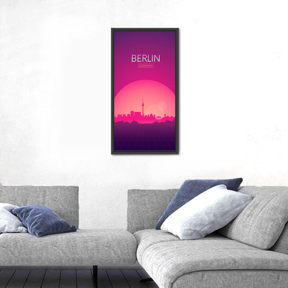 Berlin Tv Tower Synthwave Skyline Wall Art