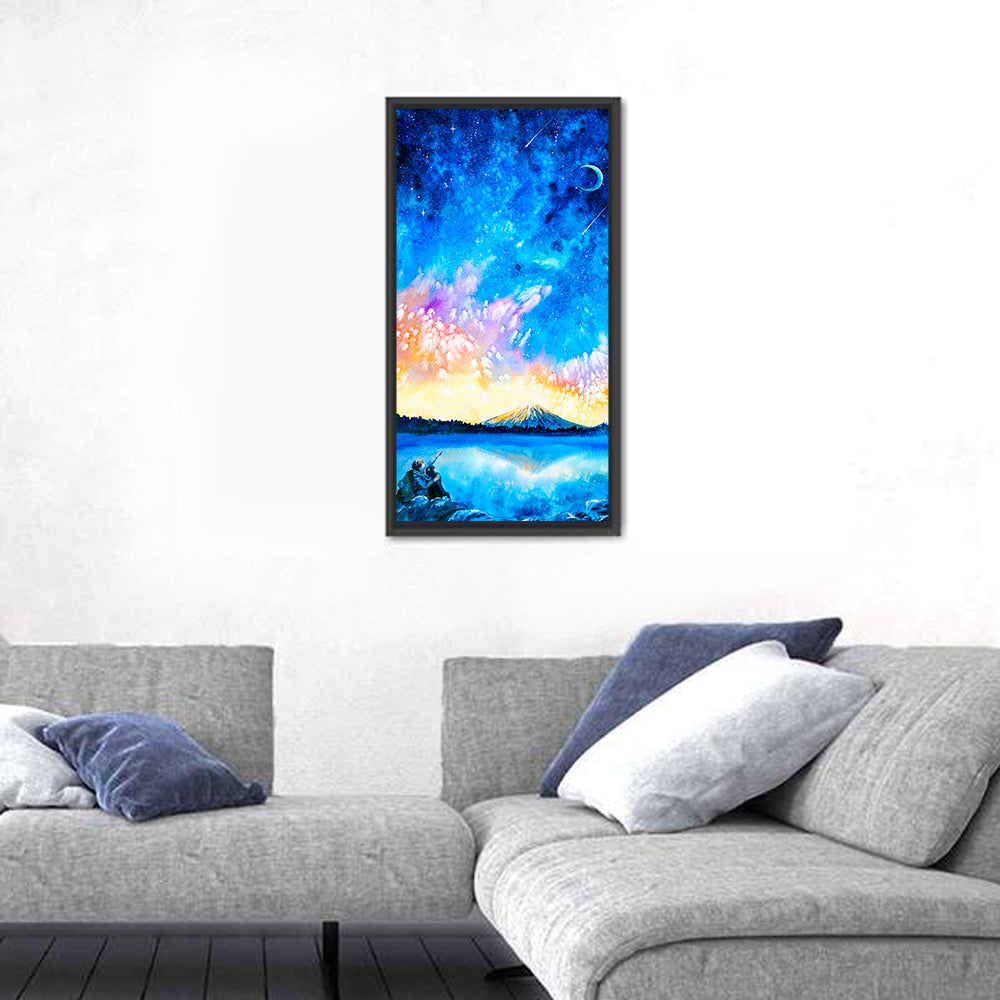 Starry Night Mountain Lake Wall Art