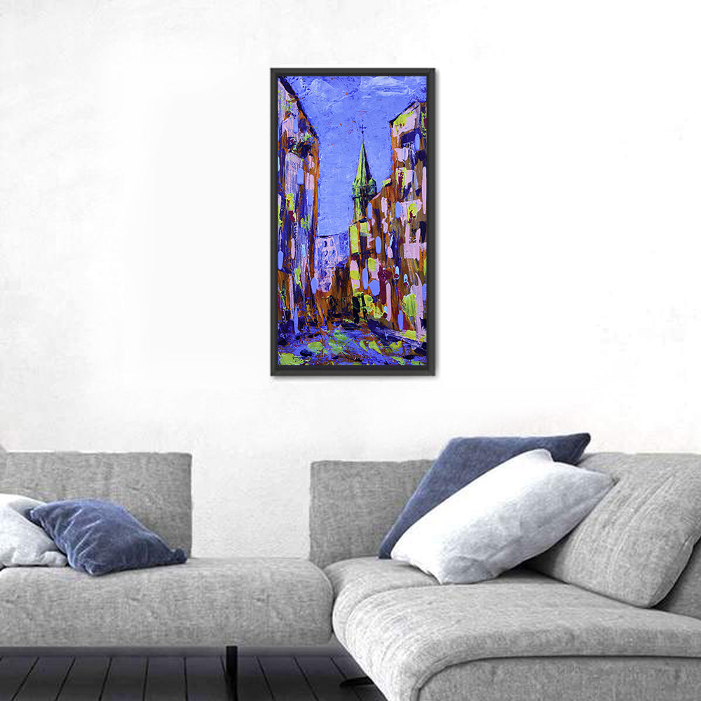 Old City Street with Steeple Wall Art