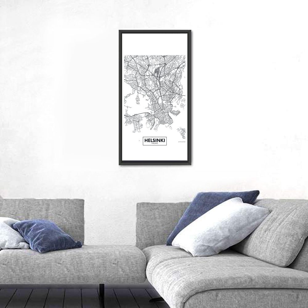 Helsinki Street Grid Map Wall Art