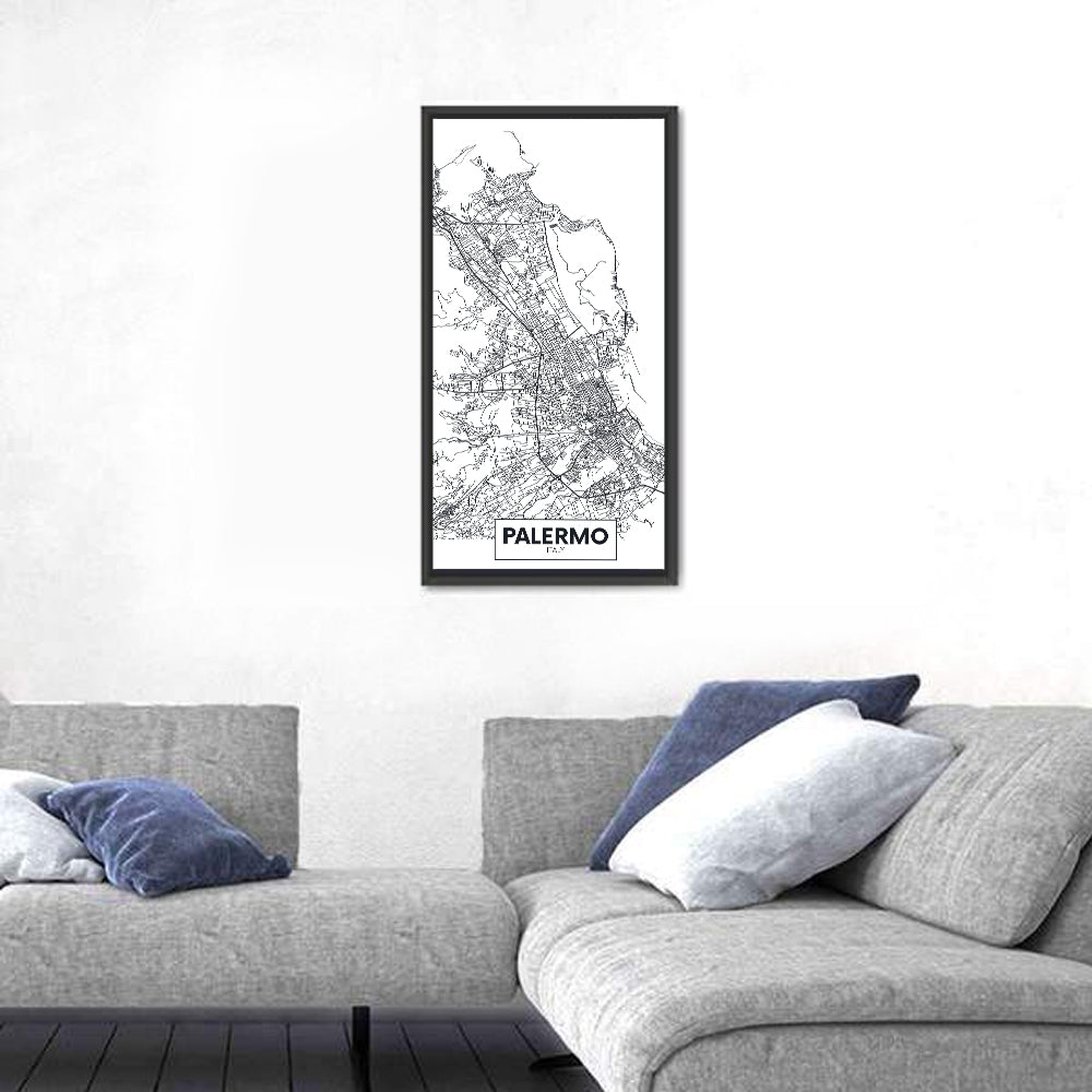 Palermo City Map Wall Art