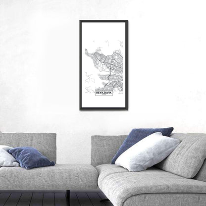 Reykjavik City Map Wall Art