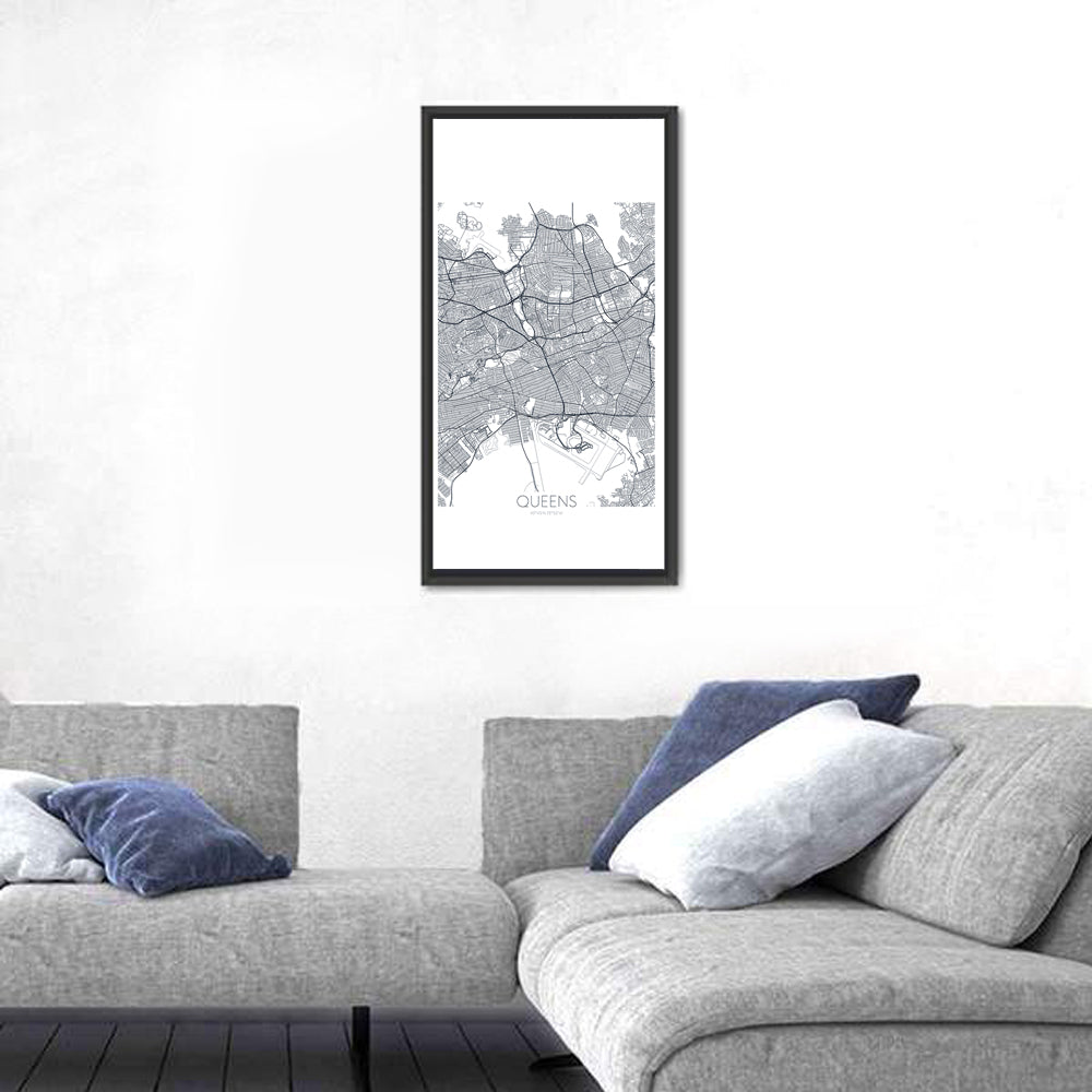 Queens Map with Jfk Airport Wall Art