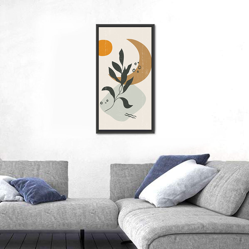 Leafy Branch with Sun and Moon Wall Art