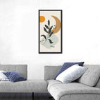 Leafy Branch with Sun and Moon Wall Art