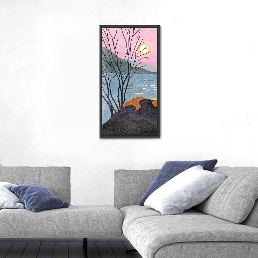 Sunset Over Lake with Bare Tree Wall Art