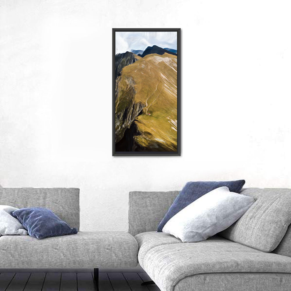 Aerial Mountain Slope with Red Cabin Wall Art