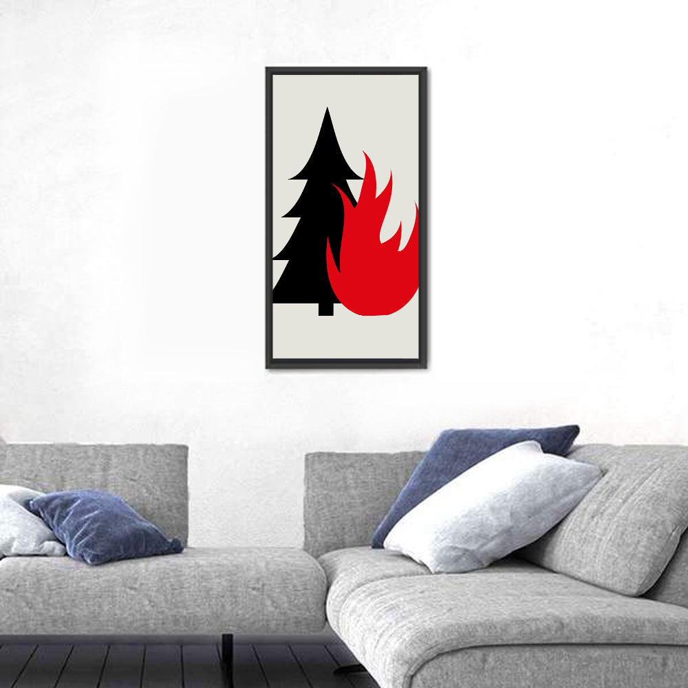 Forest Fire Minimalist Illustration Wall Art