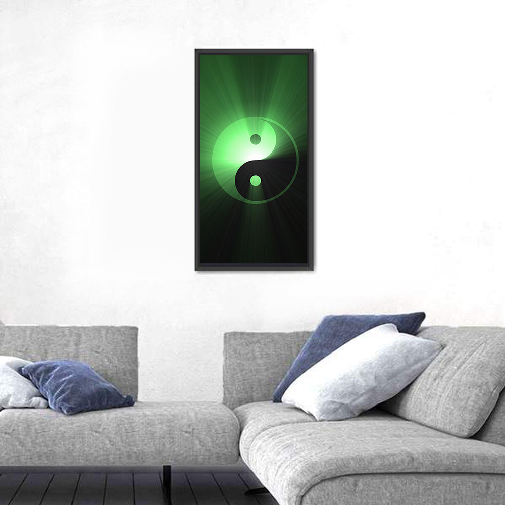Green Glowing Yin Yang Wall Art