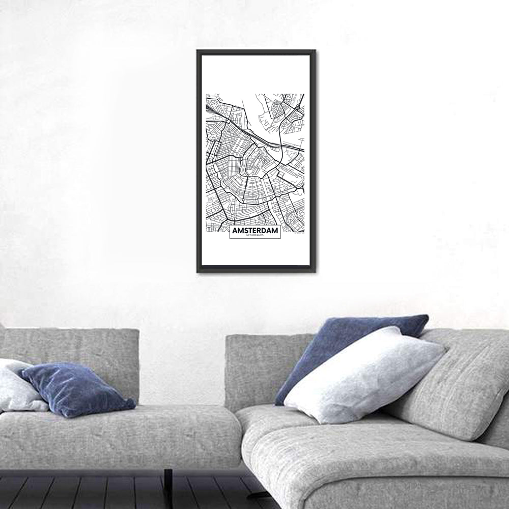 Amsterdam Canal Map Wall Art