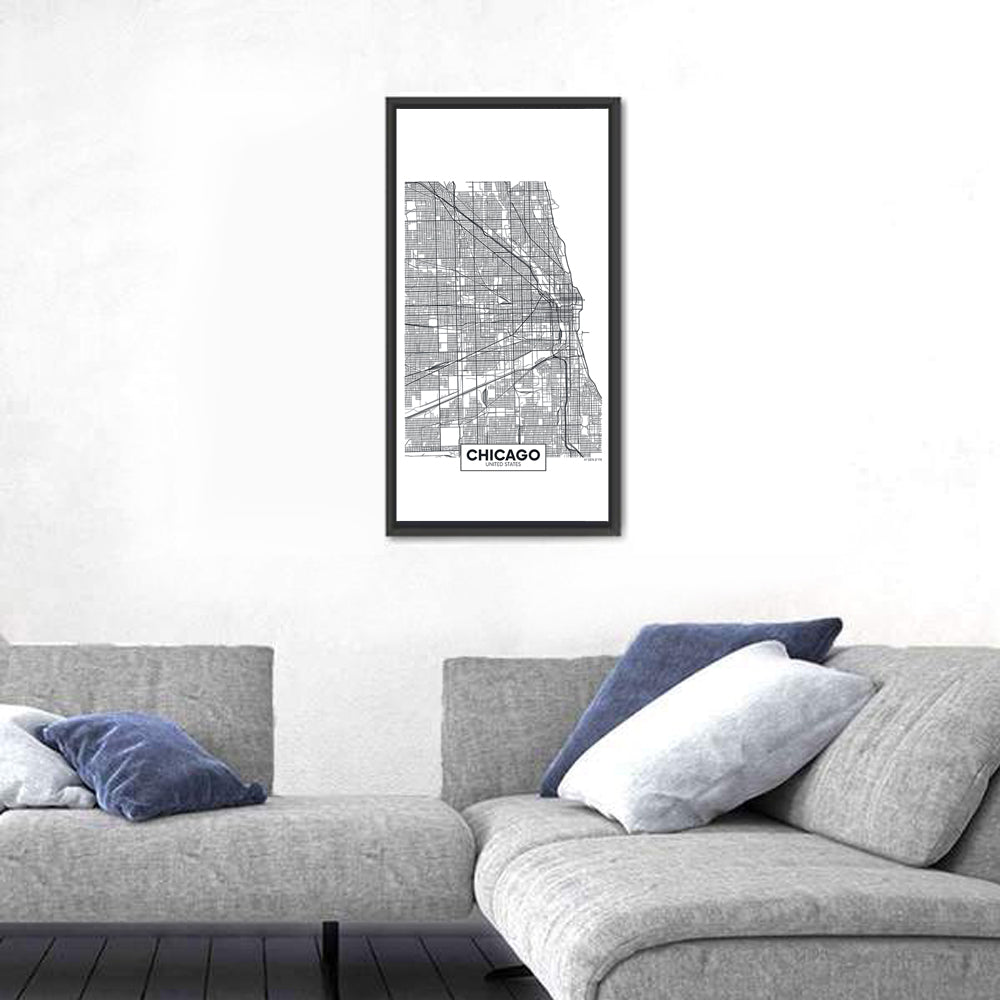 Chicago Street Grid Map Wall Art