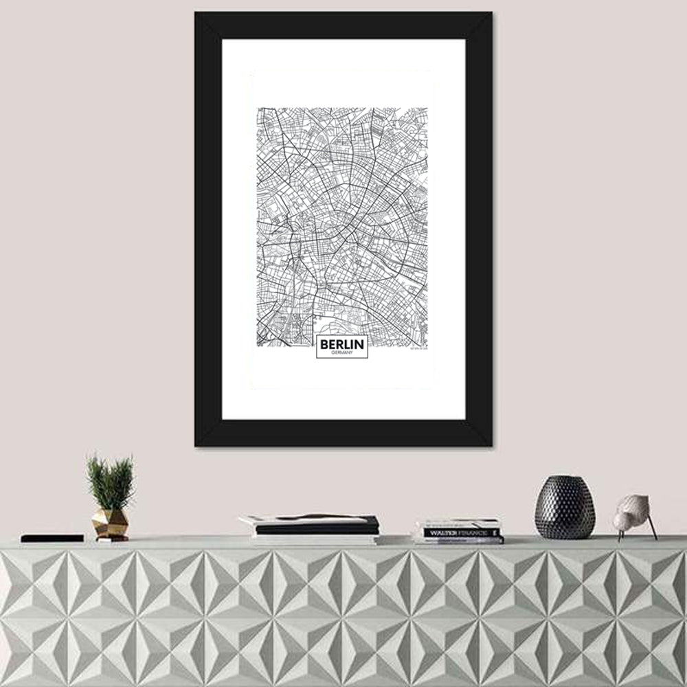 Berlin Map with Coordinates Wall Art