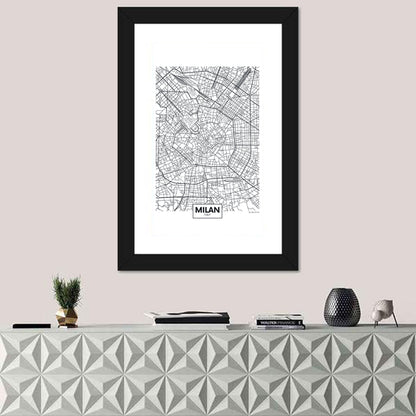 Milan City Map Wall Art