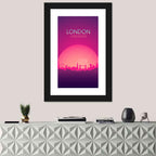 Retro London Sunset Skyline Wall Art