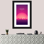 Milan Sunset Skyline Illustration Wall Art