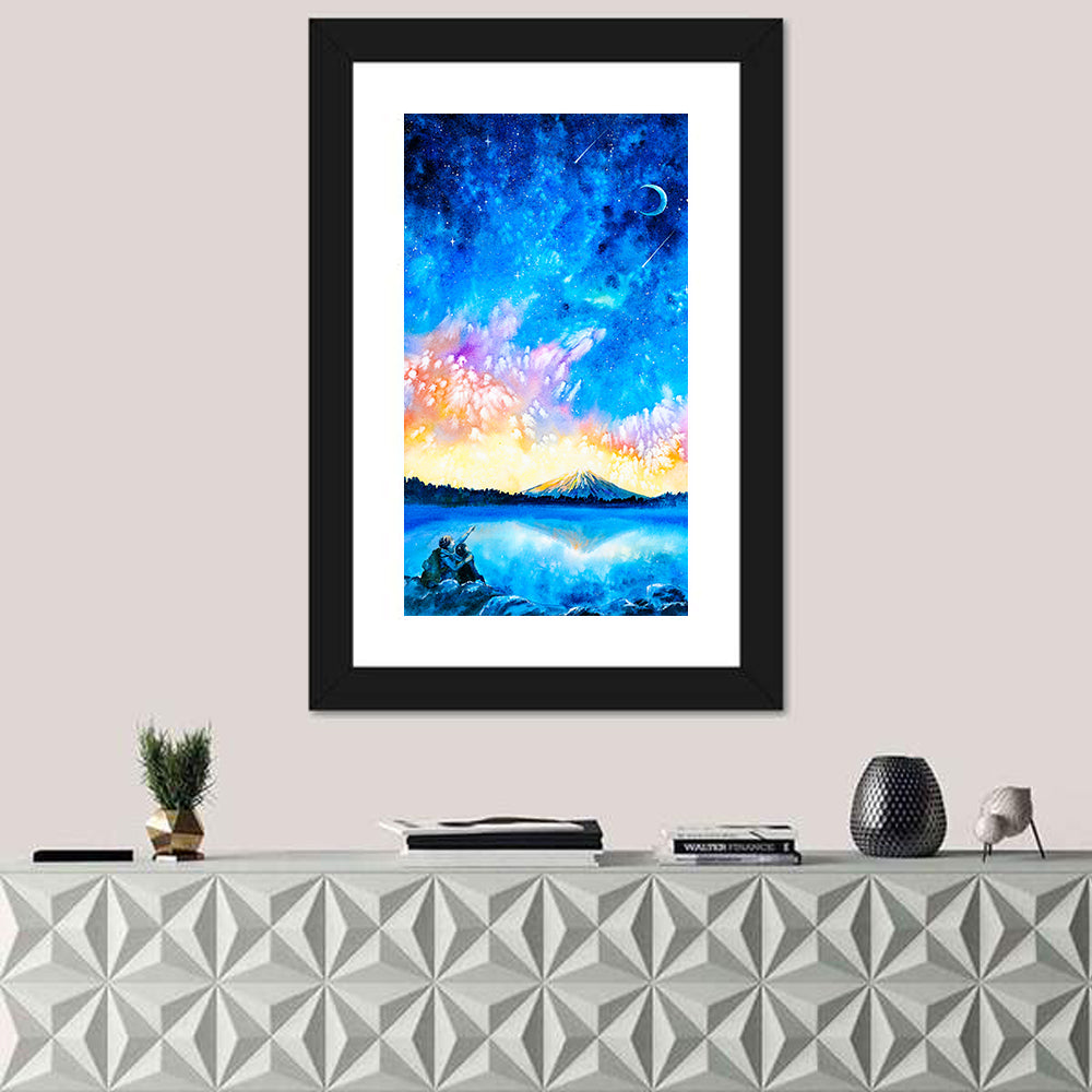 Starry Night Mountain Lake Wall Art