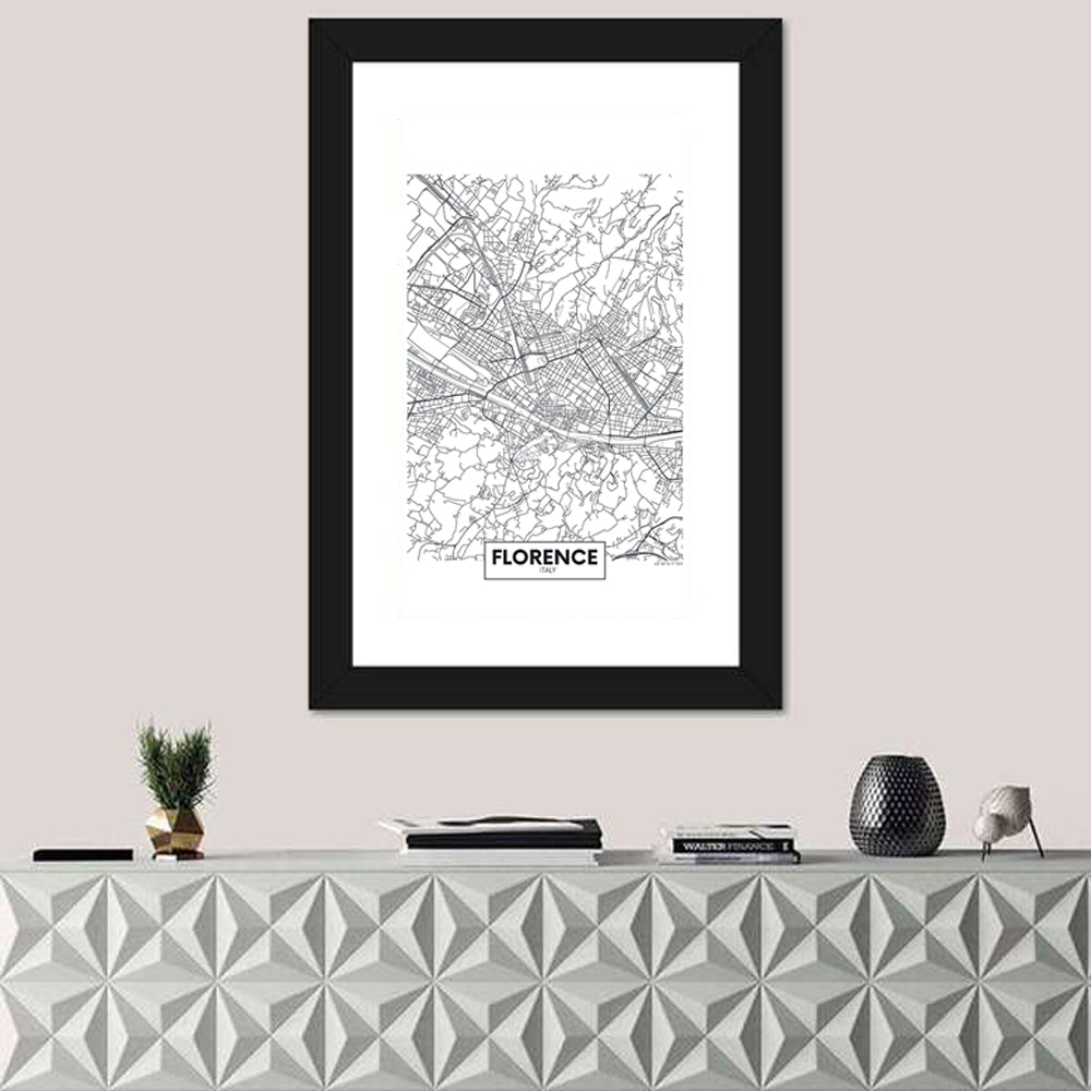 Florence Street Grid Map Wall Art