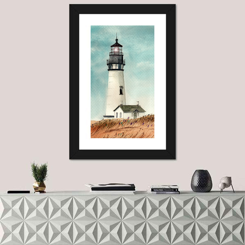 Lighthouse Over Grassy Dune Wall Art