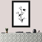 Three Birds on Branch Silhouette Wall Art