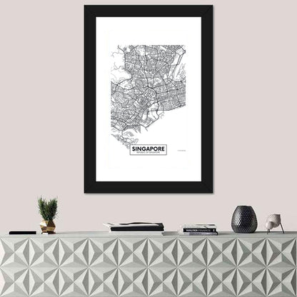 Singapore City Map Wall Art