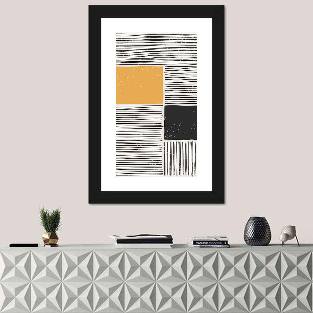 Beige and Yellow Grid Study Wall Art