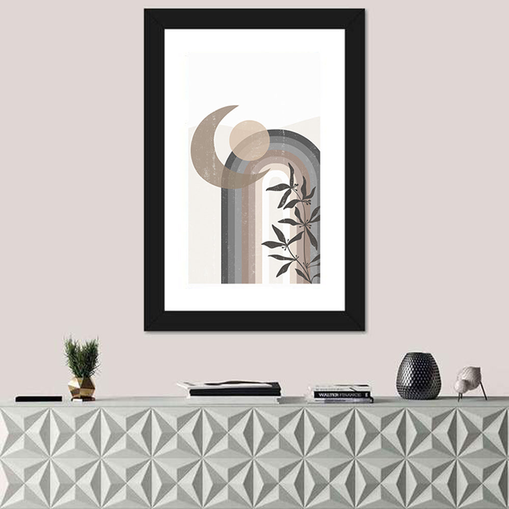 Crescent Moon Rainbow Abstract Wall Art
