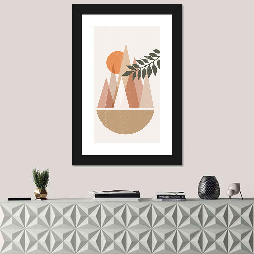 Geometric Mountain Sunset Wall Art