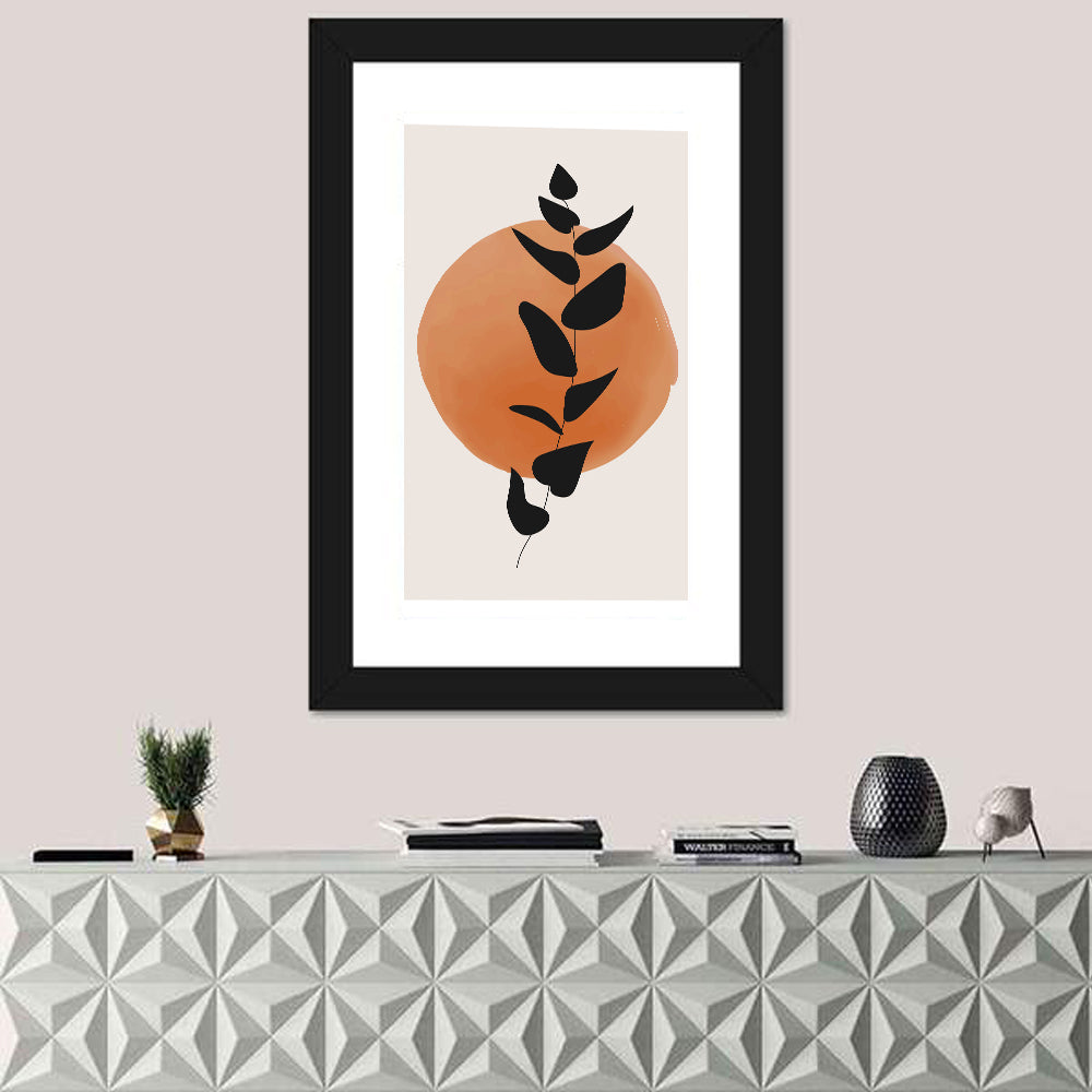 Leafy Branch with Terracotta Circle Wall Art