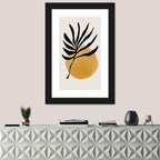 Mustard Sun with Dark Leaf Wall Art