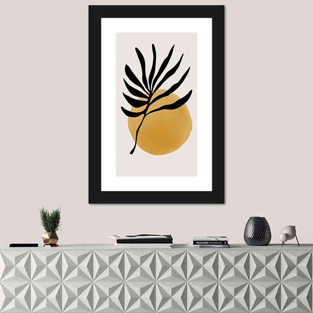 Mustard Sun with Dark Leaf Wall Art