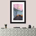 Sunset Over Lake with Bare Tree Wall Art